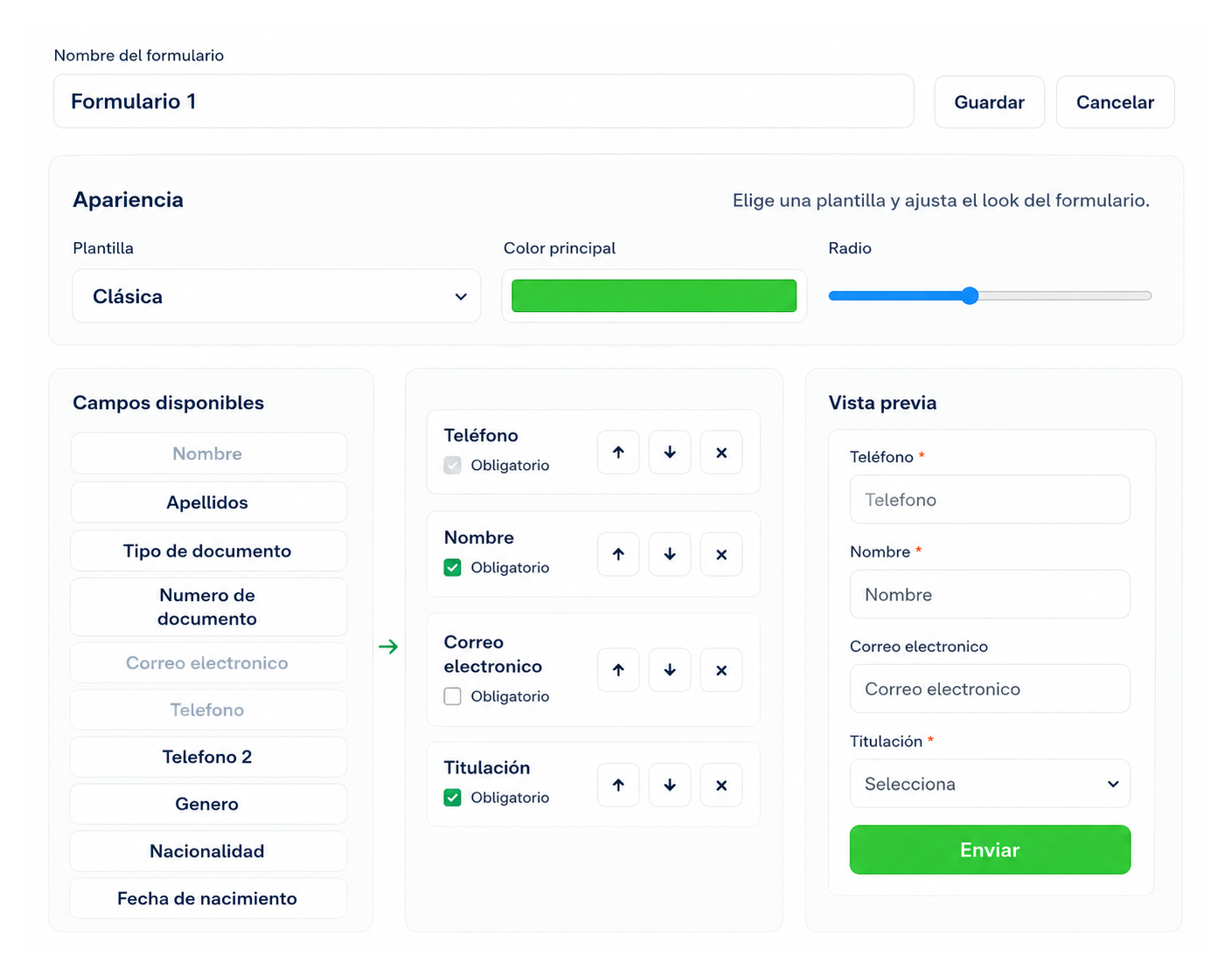 Formulario captación de leads